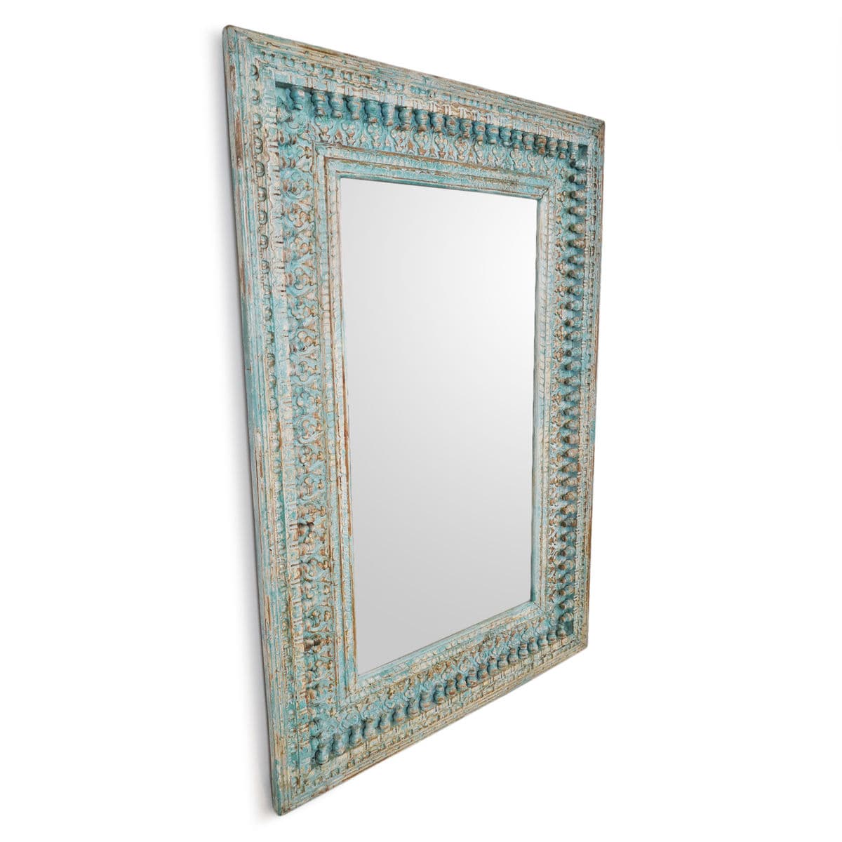 Blue Wash Carved Architectural Mirror - Thumbnail 3