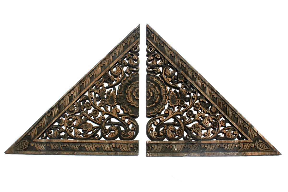 Antique Burn Triangle Carved Panel Medium - Thumbnail 3