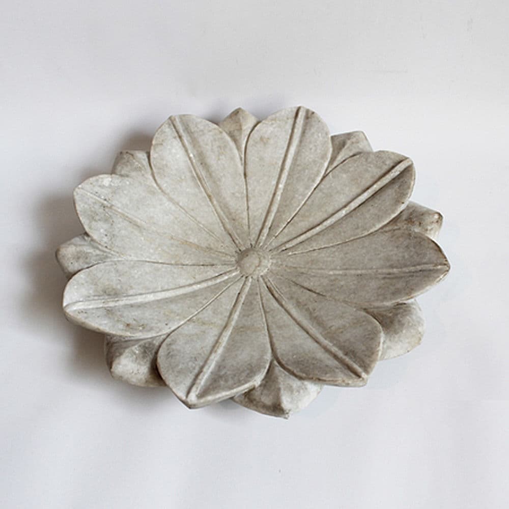 White Marble Lotus Plate Small - Thumbnail 3