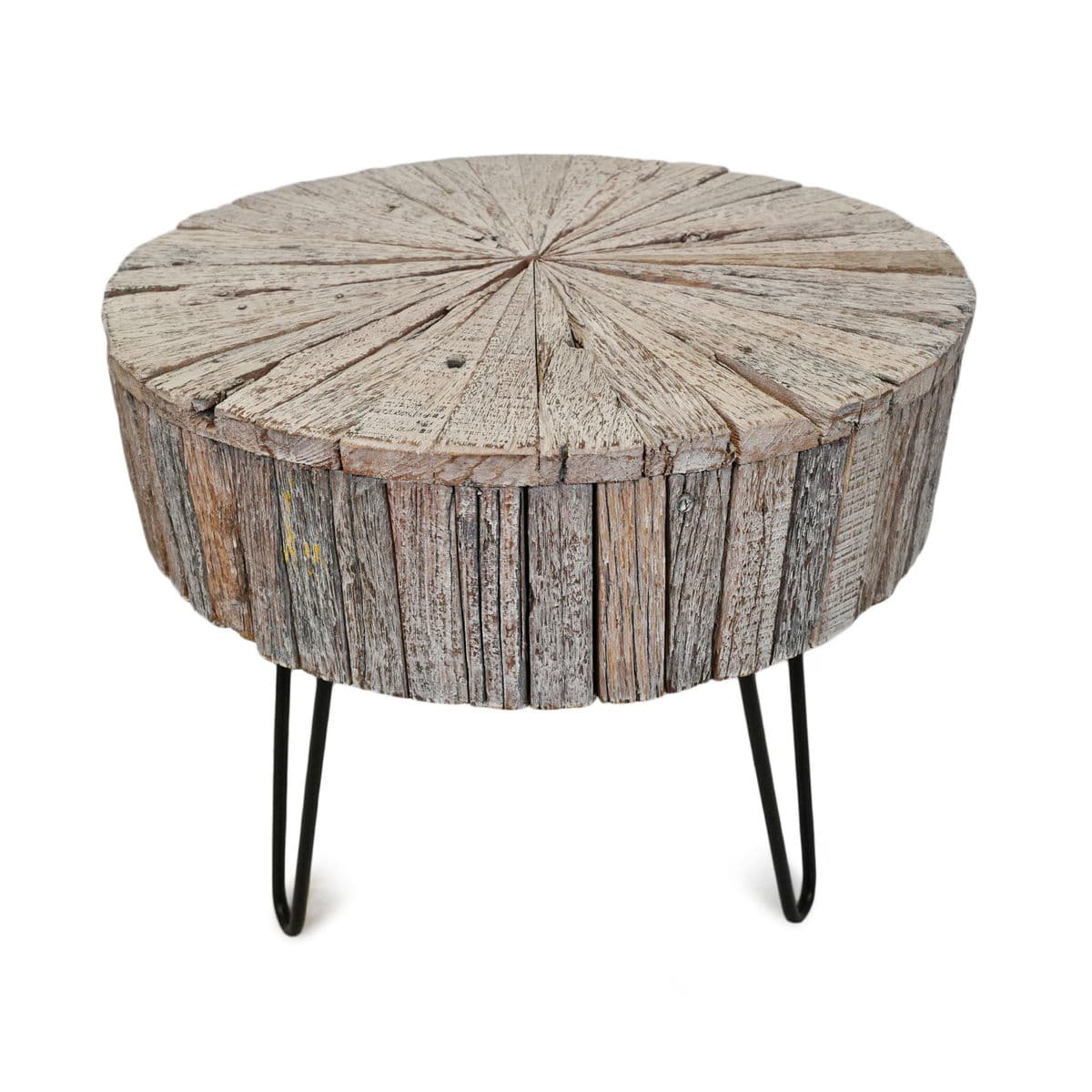 Salvaged White Wash Pinwheel Side Table - Thumbnail 3