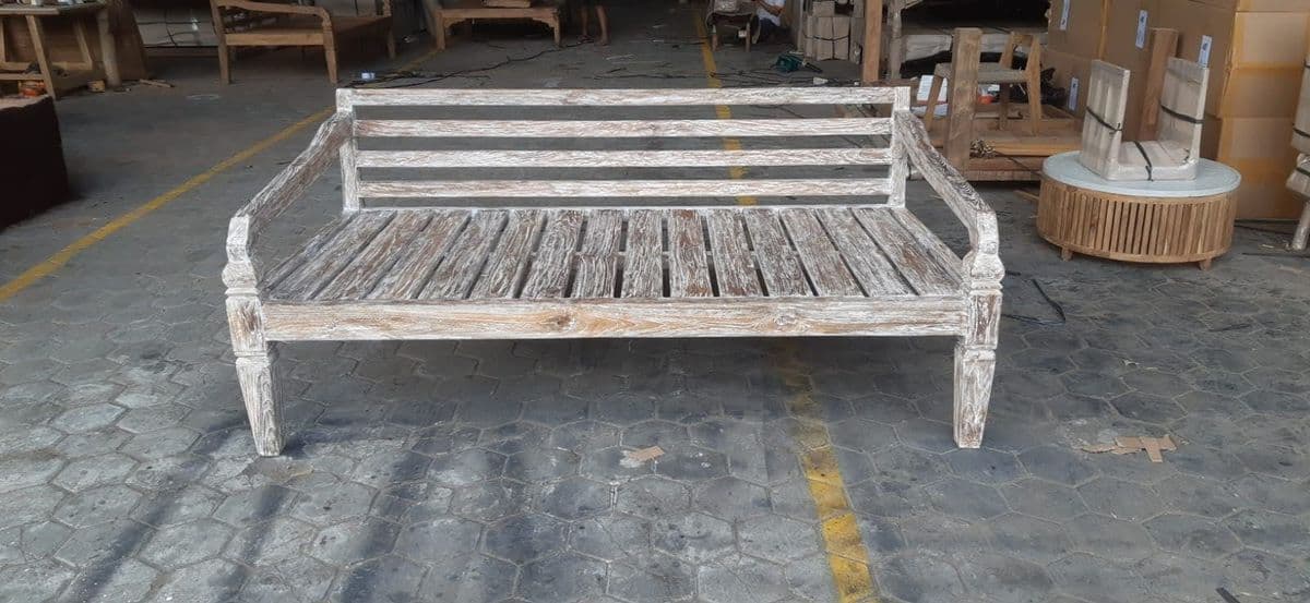 Simple White Wash Teak Twin Daybed - Thumbnail 3