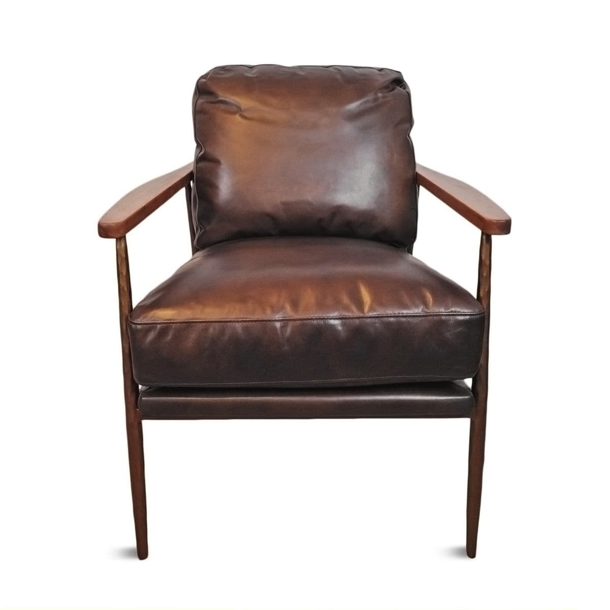 Chestnut Leather Accent Chair - Thumbnail 3