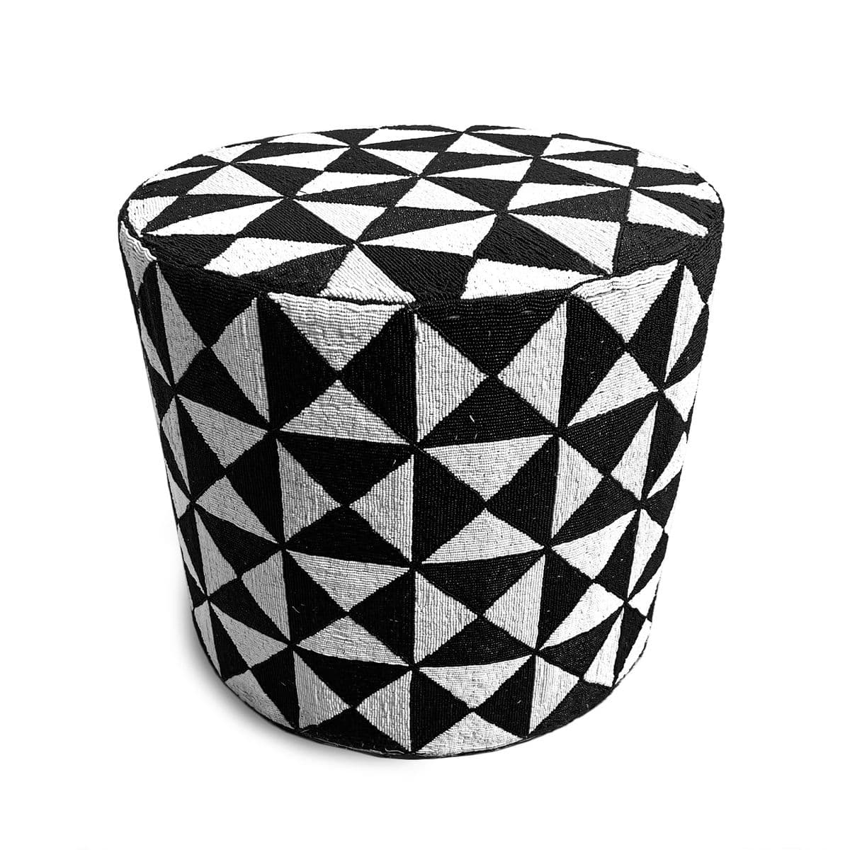 Black & White Yoruba Beaded Stool Table Small - Thumbnail 3