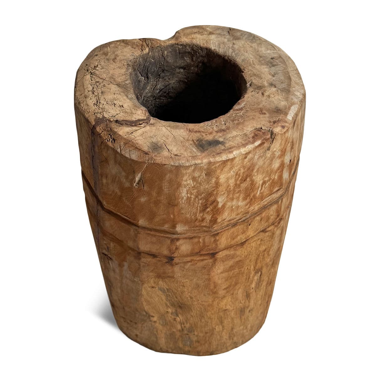 Antique India Wood Butter Pot - Thumbnail 3