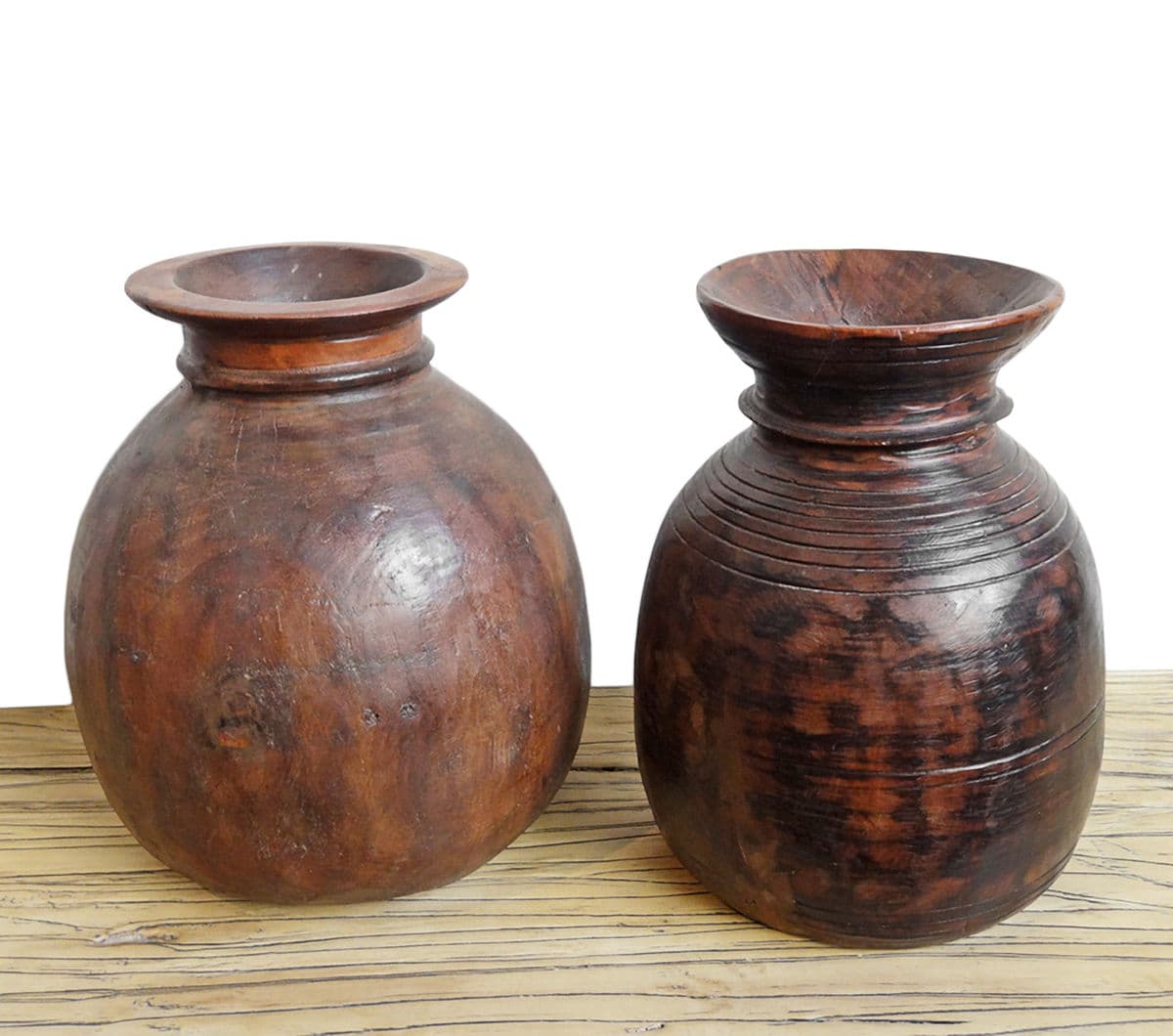 Vintage India Teak Carved Pot - Thumbnail 3