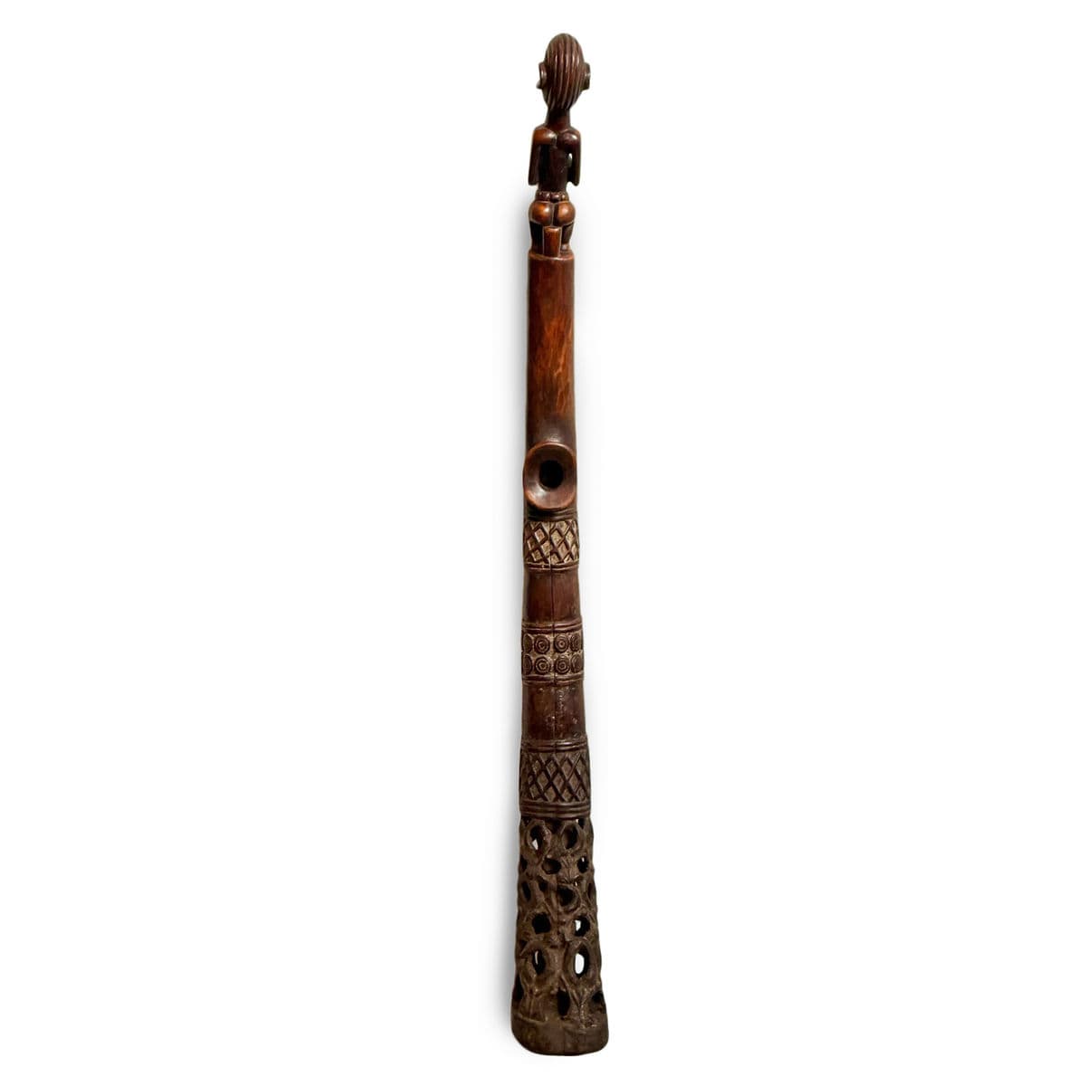 Old Bamileke Large Wood Carved Horn - Thumbnail 3