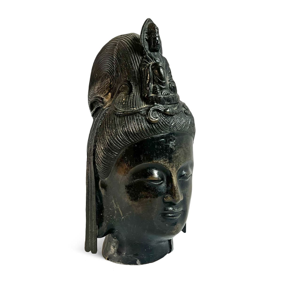 Antique Bronze Quan Yin Head - Thumbnail 3
