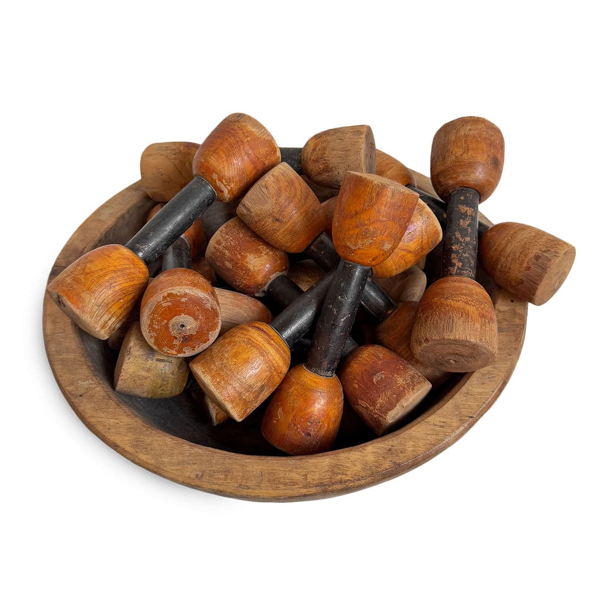 Antique Wood Dumbbell India - Thumbnail 3