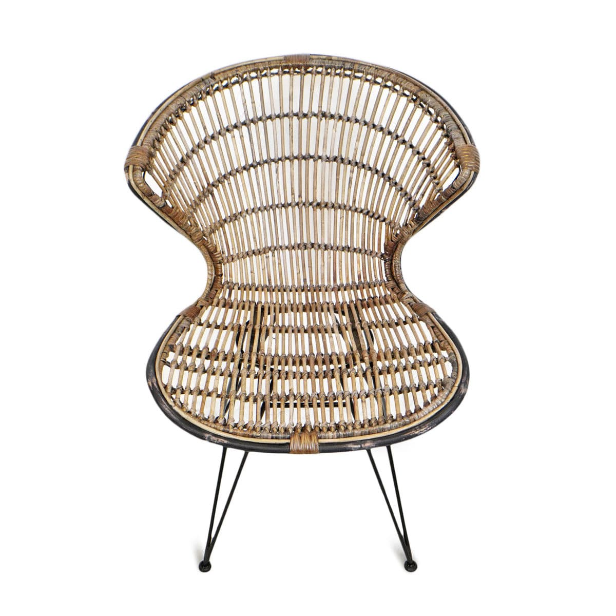 Rattan & Black Scoop Dining Chair - Thumbnail 3
