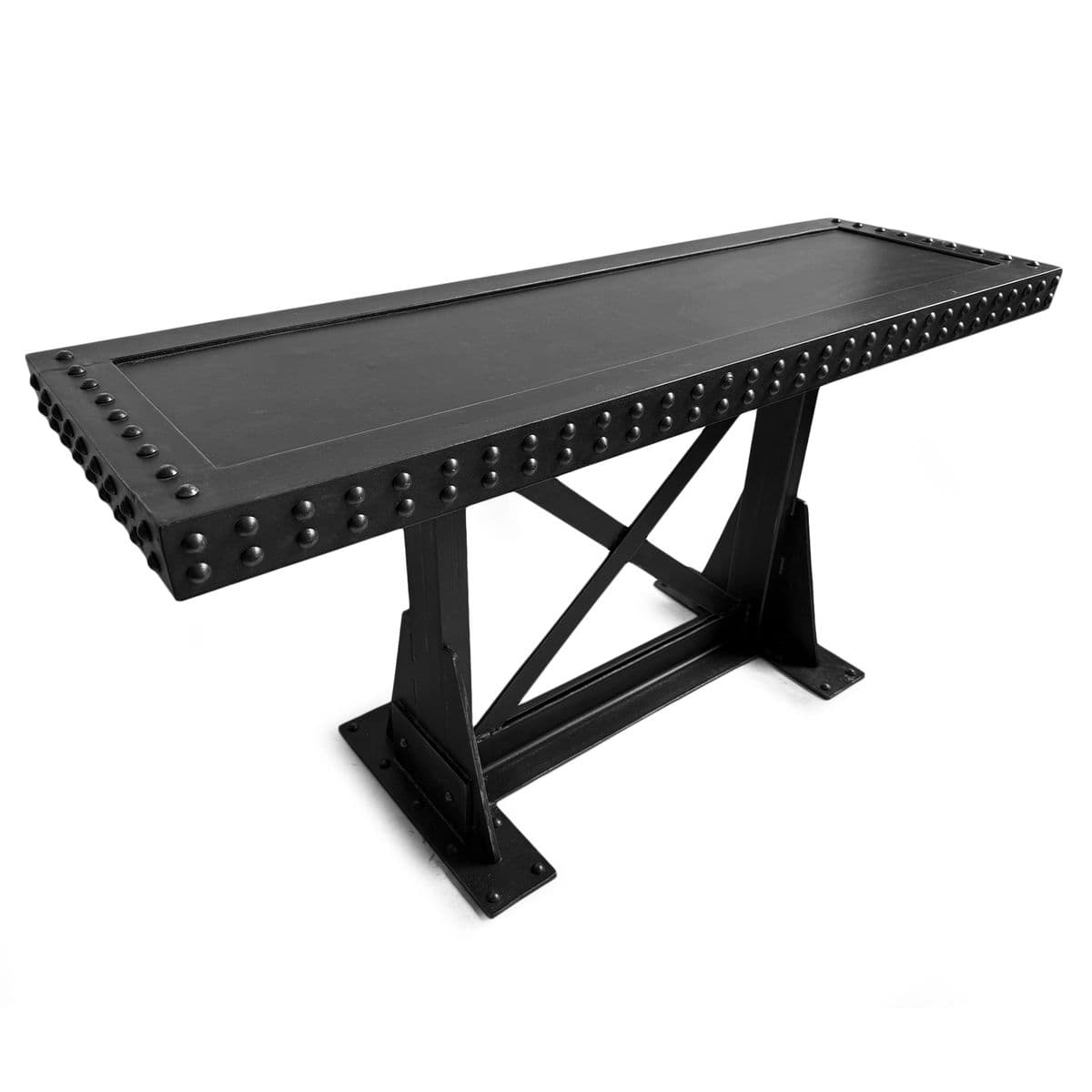 Black Iron X Rivet Console Table - Thumbnail 3