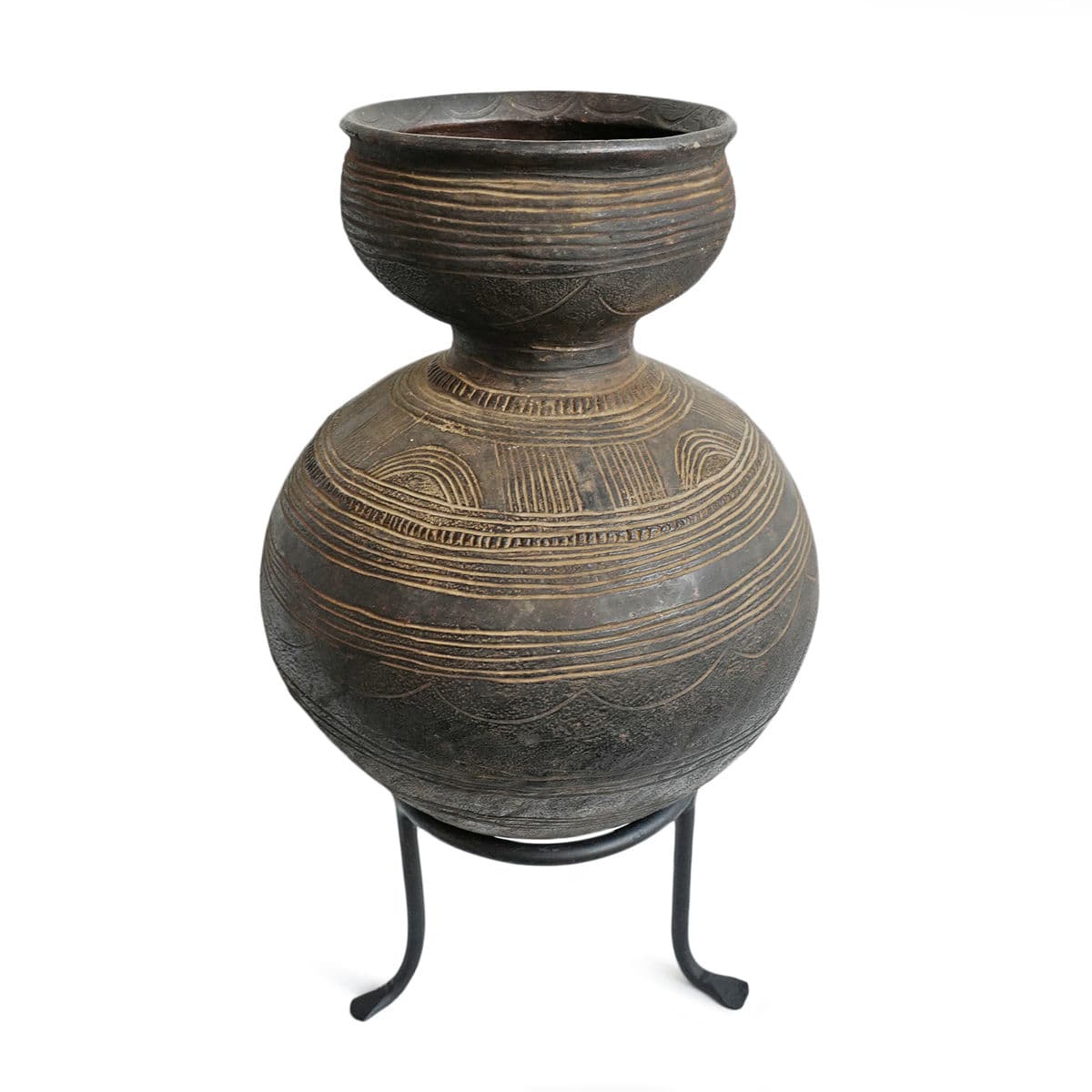 Vintage Bida Water Vessel on Stand - Thumbnail 3