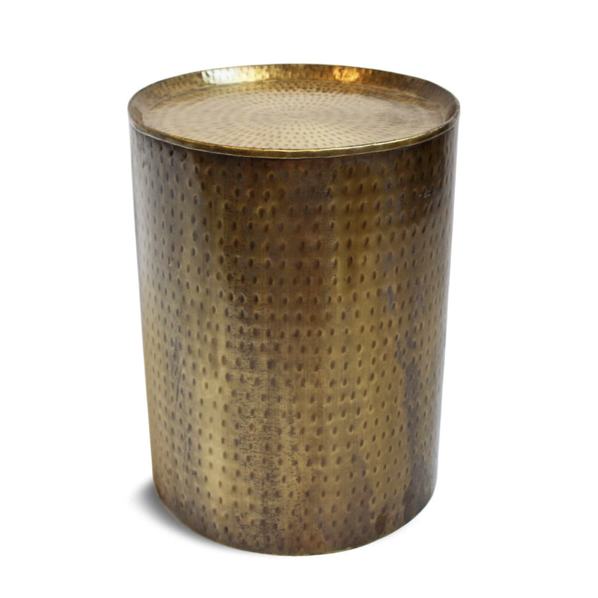 Brass Hammered Round Side Table - Thumbnail 3