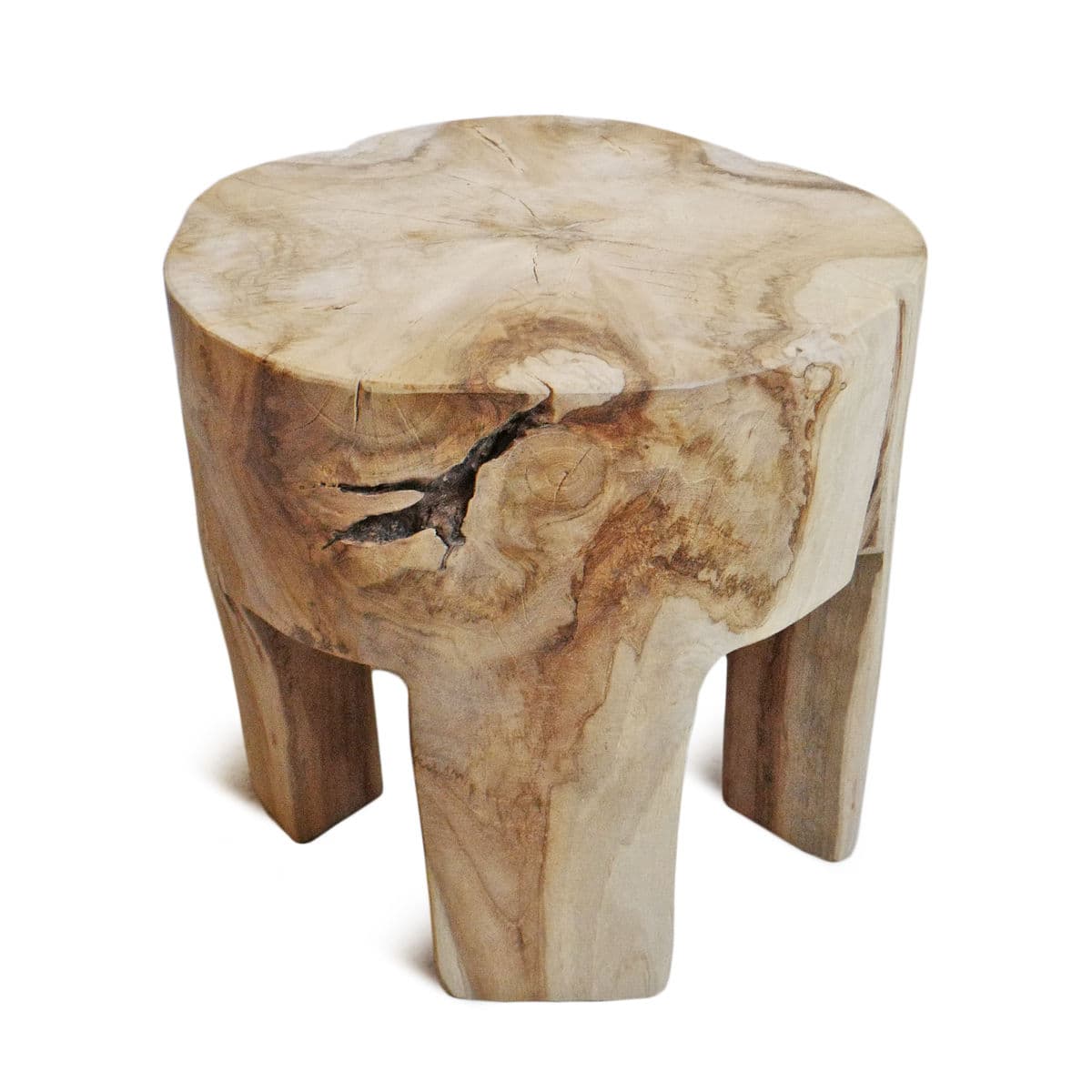 Jona Organic Teak Round Stool - Thumbnail 3