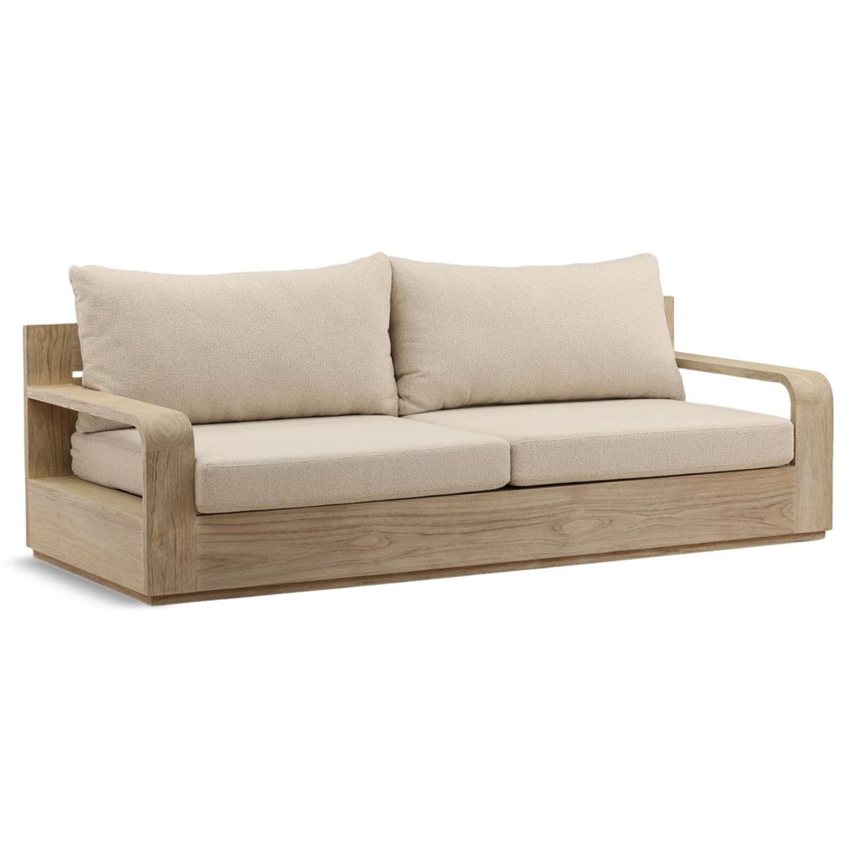 Modern Grey Wash Teak Outdoor Sofa - Thumbnail 3