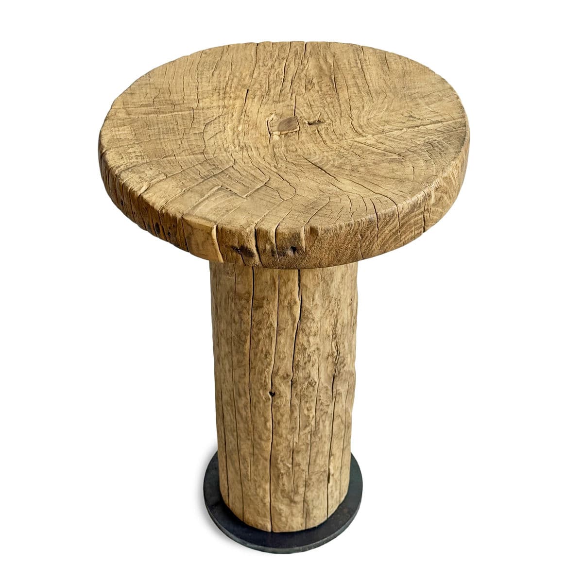 Rustic Log Round Side Table - Thumbnail 3
