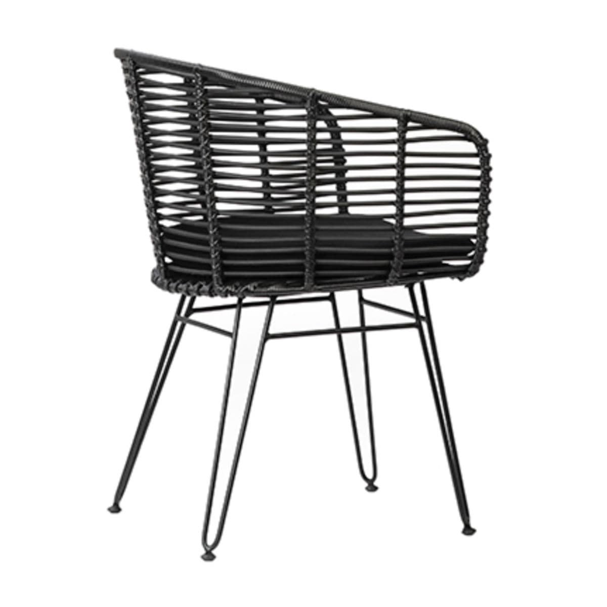 Outdoor Black Rattan Dining Chair - Thumbnail 3