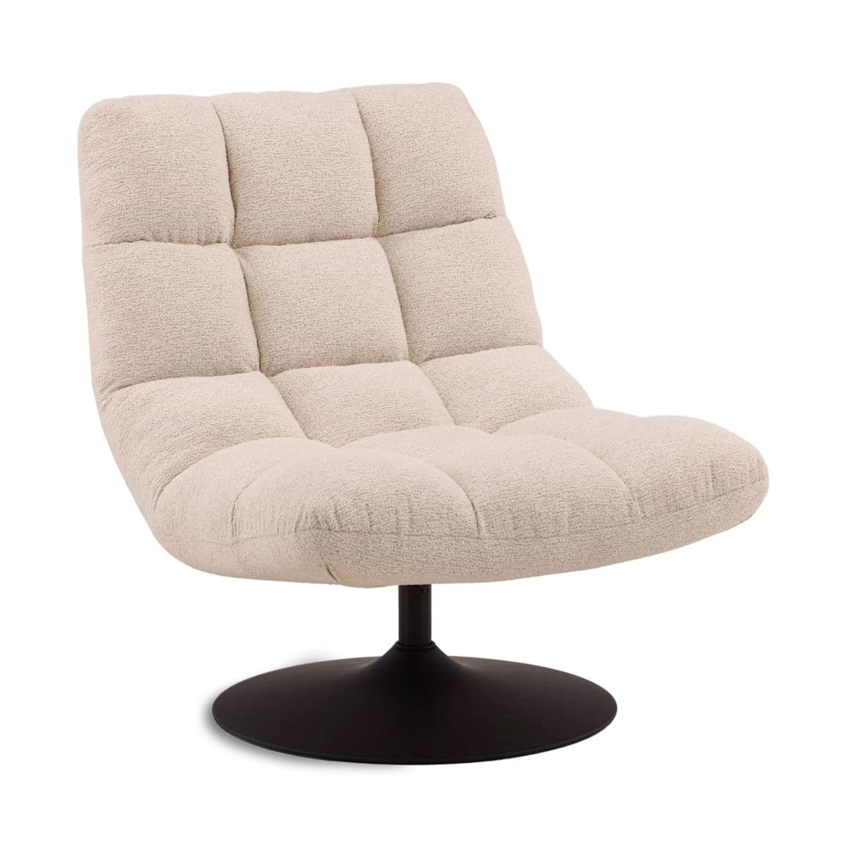 Tufted Cream Boucle Swivel Chair - Thumbnail 3
