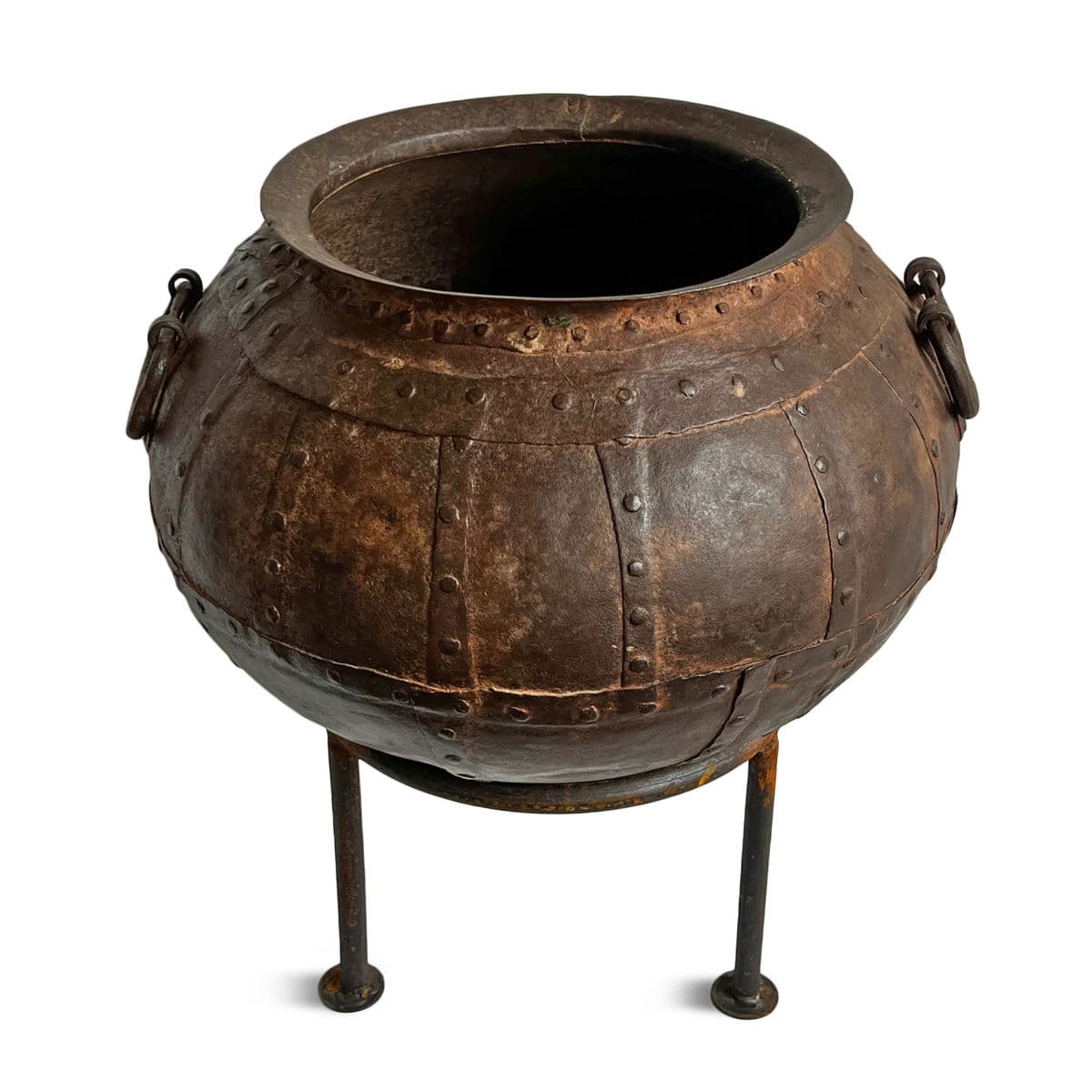 Vintage Iron Rivet Pot Planter - Thumbnail 3