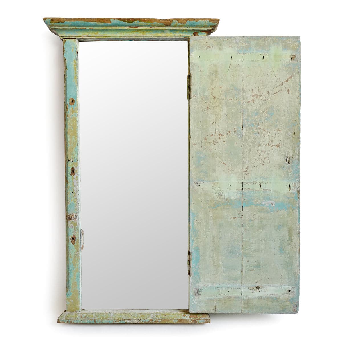 Vintage Wood Shutter Door Mirror - Thumbnail 3