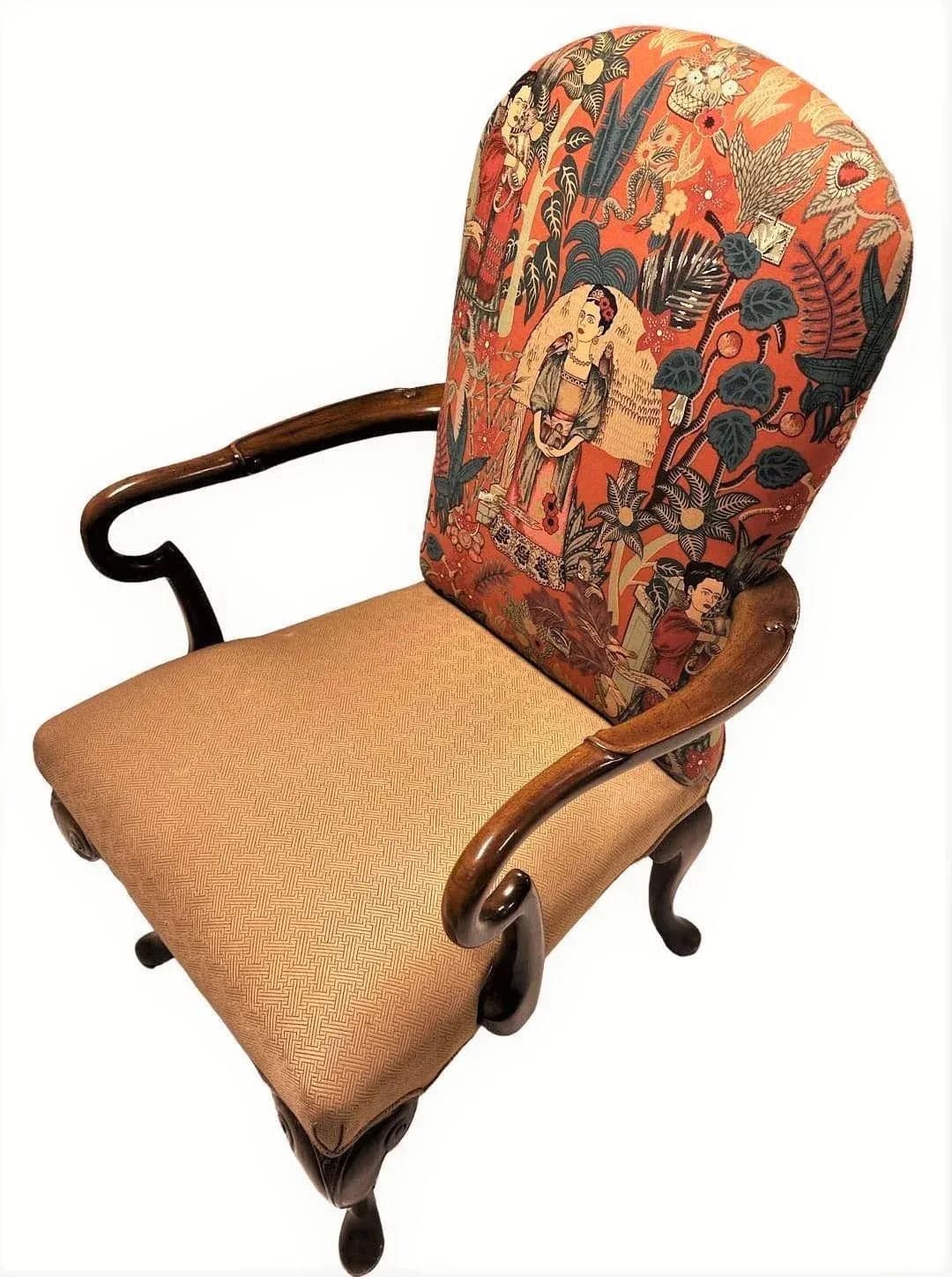 Vintage Schoonbeck/Henredon Armchair With ‘Frida’s Garden’ Chintz and Apricot Kravet Upholstery - Thumbnail 3