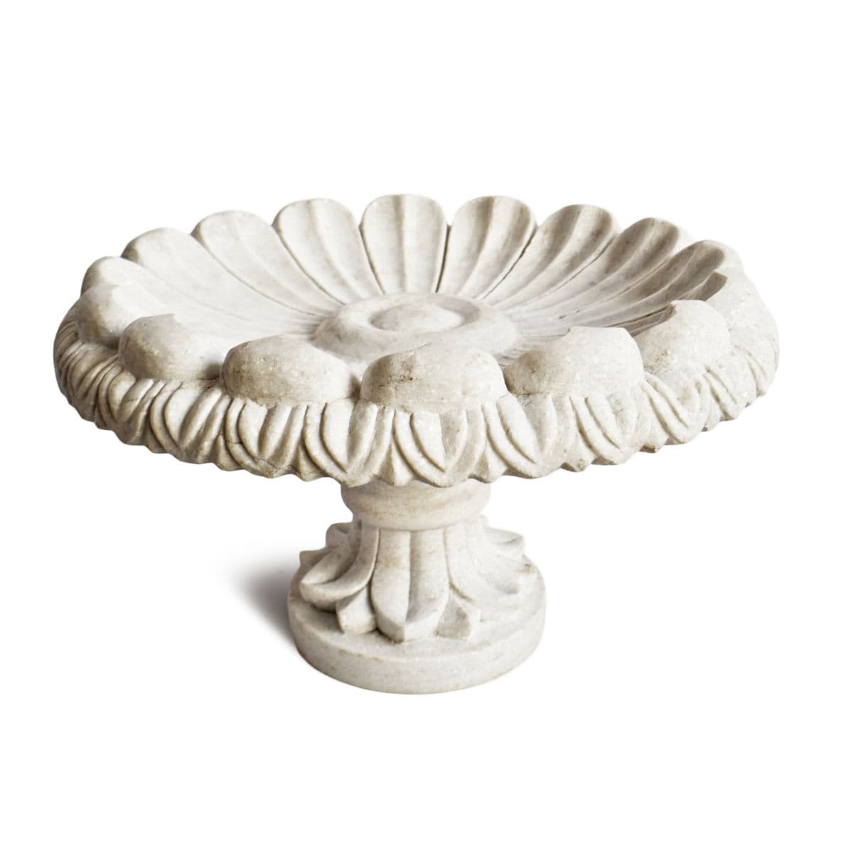White Marble Lotus Bird Bath - Thumbnail 3