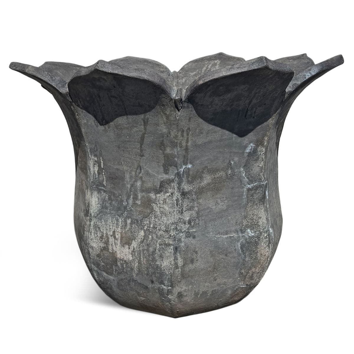 Large Black Tulip Earth Ware Pot - Thumbnail 3