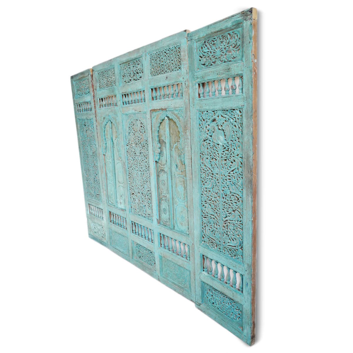 Antique Blue City India Jodhpur Wood Panels - Thumbnail 3
