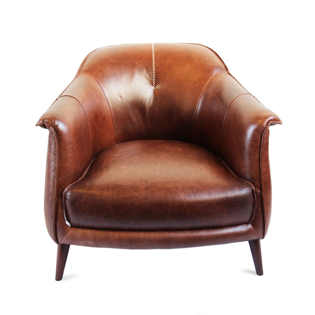 Chestnut Leather Gum Drop Chair - Thumbnail 3