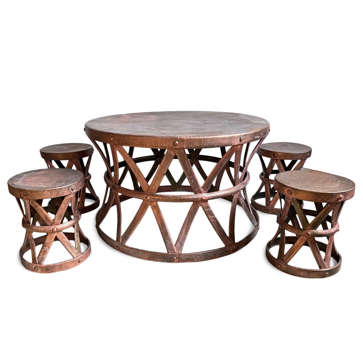 Vintage Outdoor Copper Round Table Set - Thumbnail 3