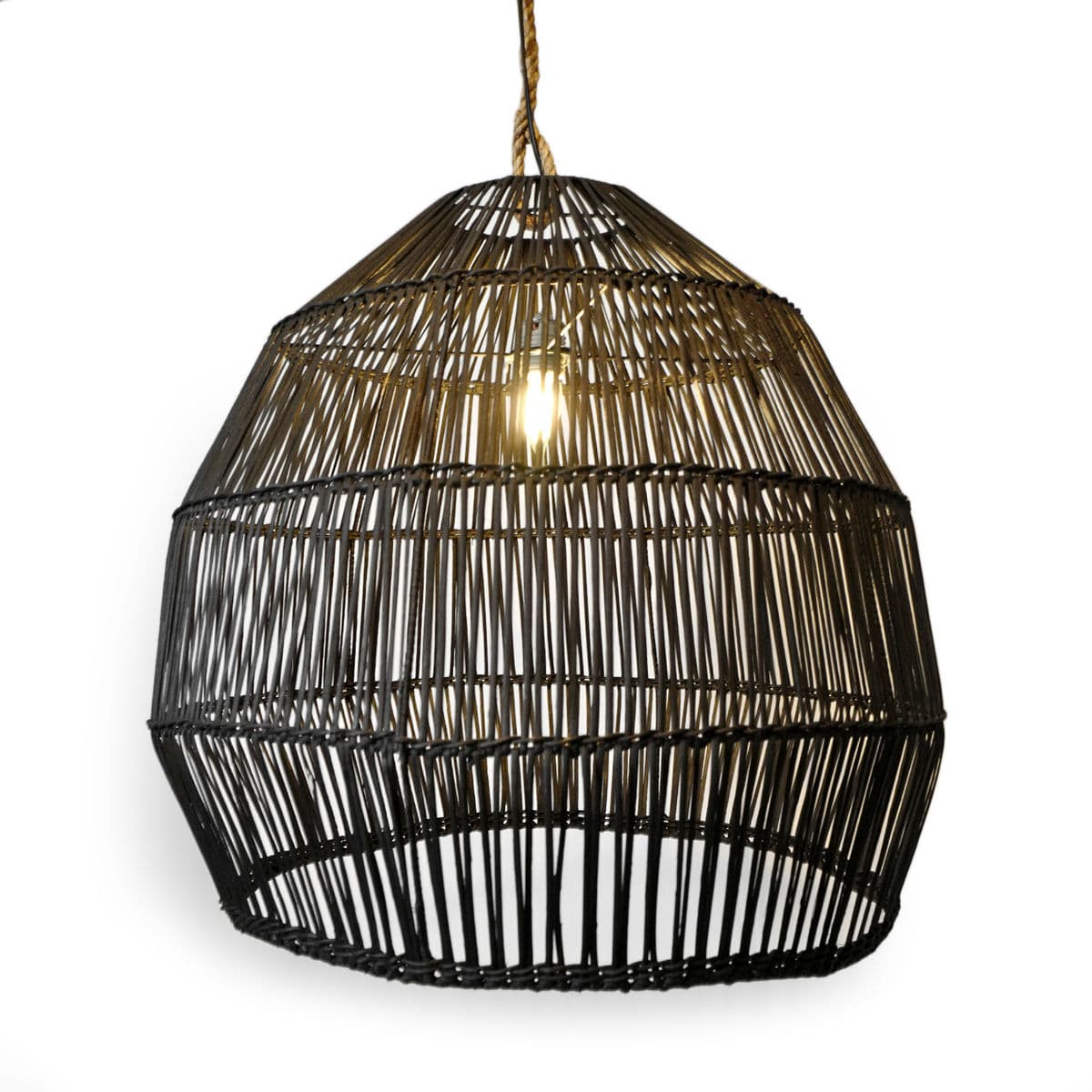 Black Rattan & Rope Pendant - Thumbnail 3
