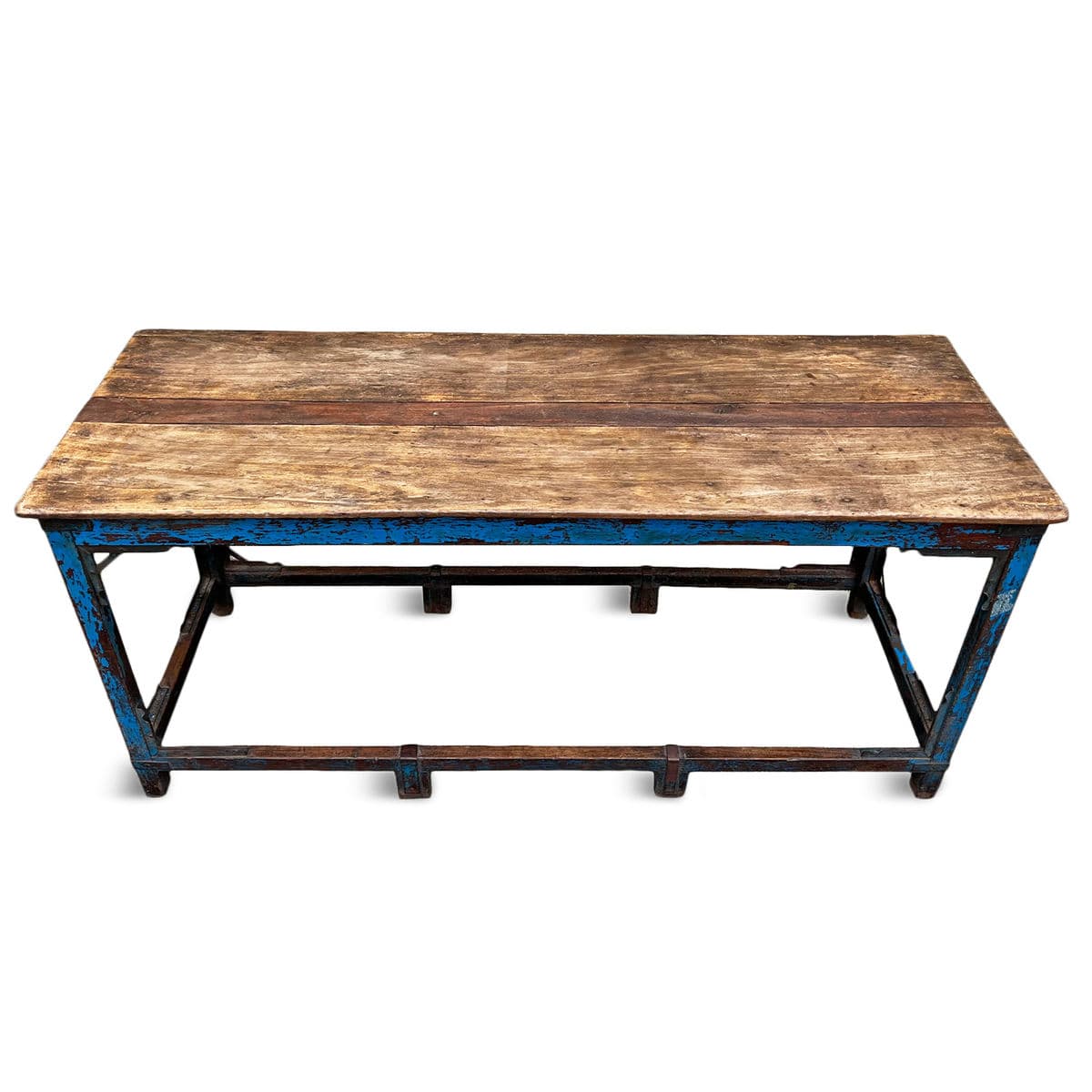 Vintage Blue Leg Teak Table - Thumbnail 3