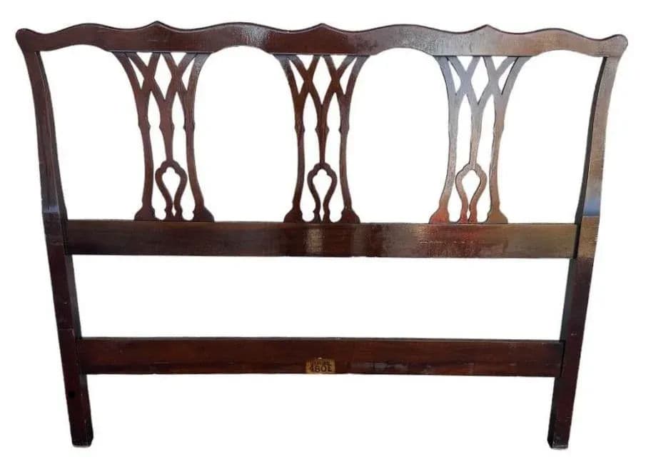 Kindel Grand Rapids Oxford Chippendale Full Size Headboard - Solid Cherry Wood - Circa 1940s - Thumbnail 3