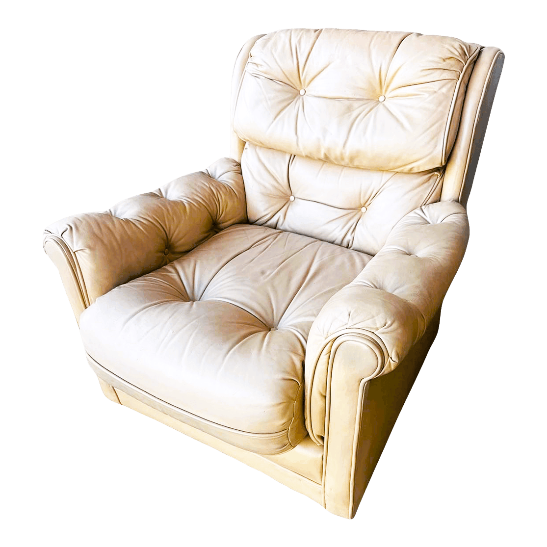 Light Tan Tufted Lounge Chair Made in 1988 by Classic Leather of Hickory, North Carolina - Thumbnail 3
