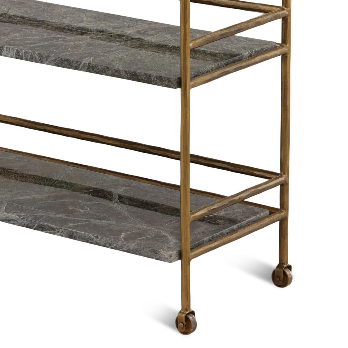 Forest Marble & Brass Finish Bar Cart - Thumbnail 3