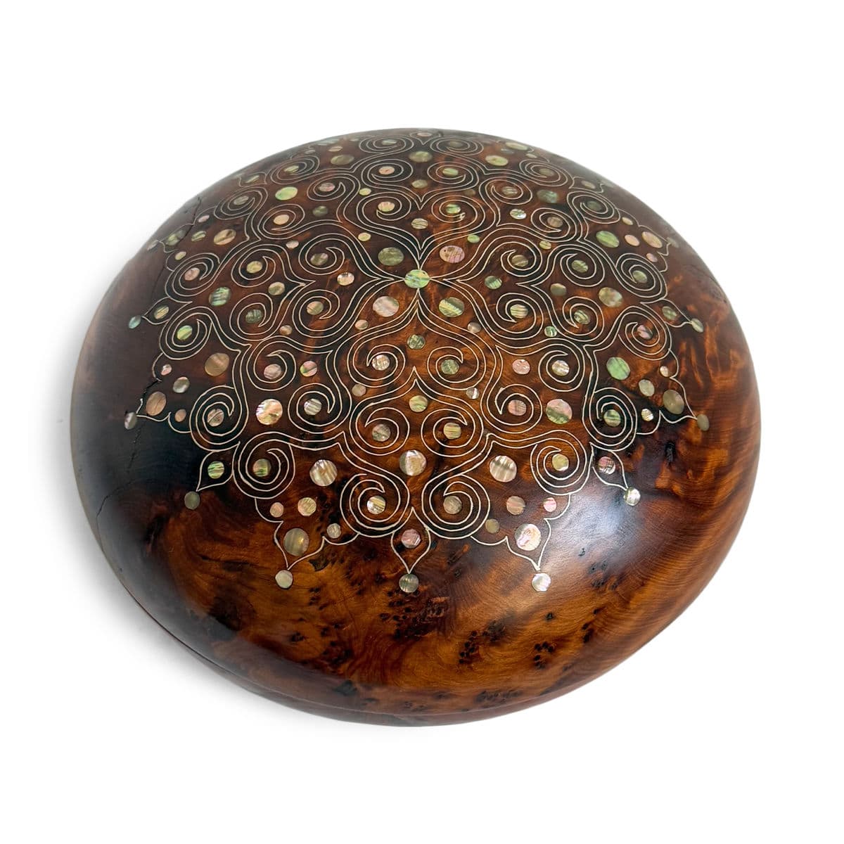 Vintage Inlay Burl Cedar Wood Bowl - Thumbnail 3