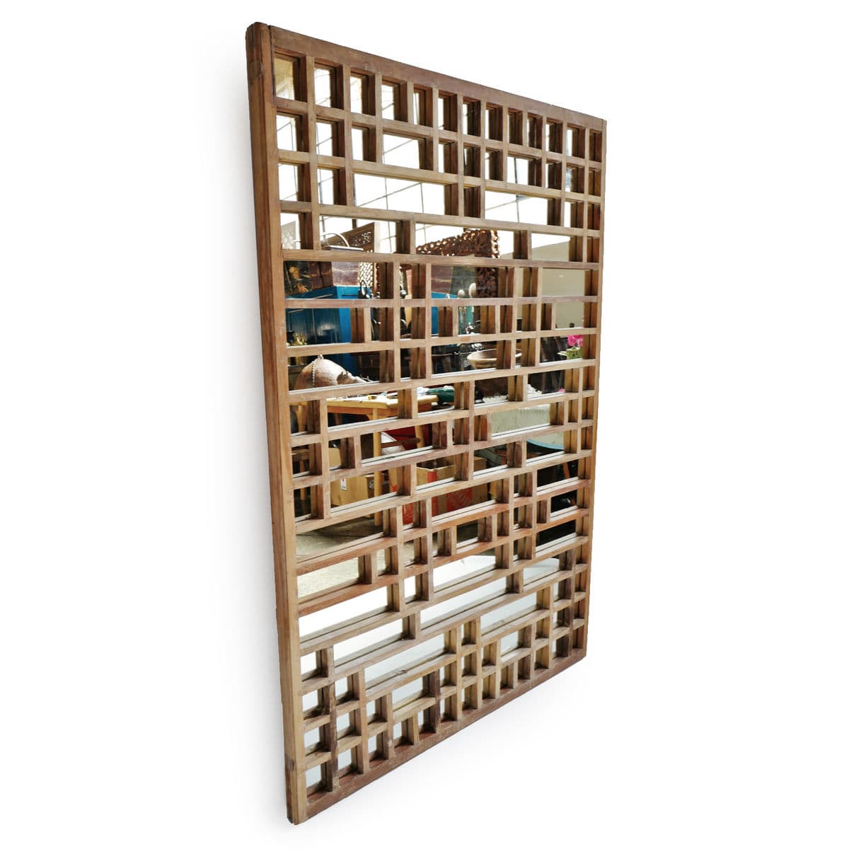 Wood Lattice Work Mirror - Thumbnail 3