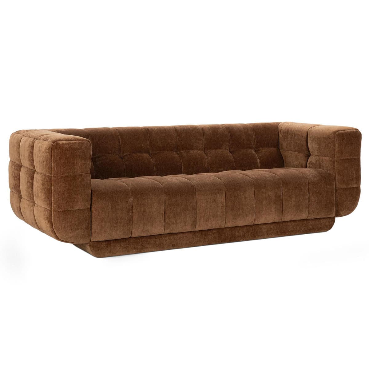 Milk Chocolate Velvet Tufted Sofa - Thumbnail 3
