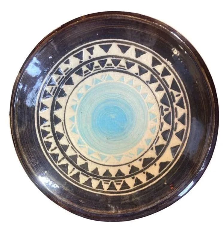 Moroccan Vintage Blue Decorative Bowl - Late 20th Century - Thumbnail 3