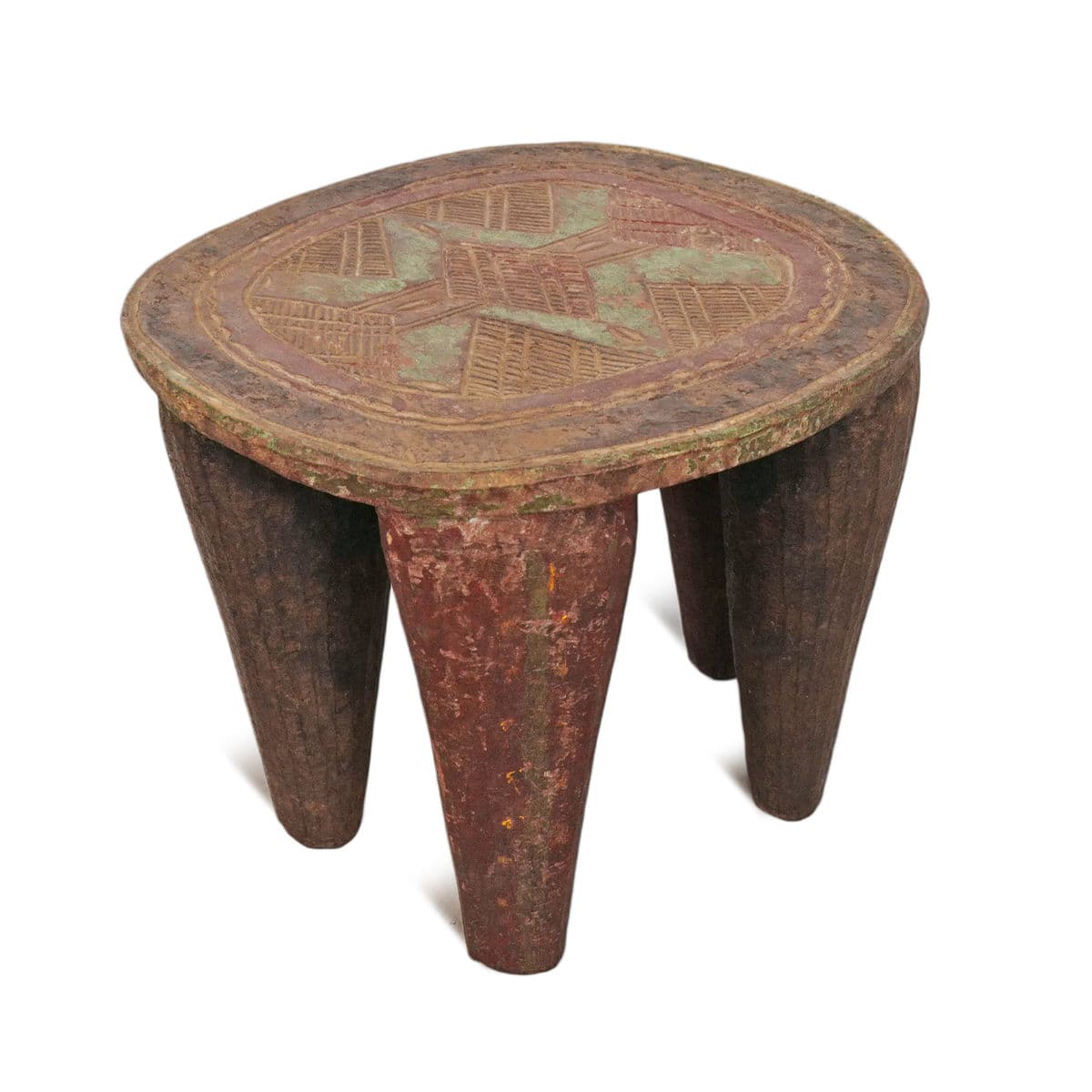 Vintage Painted Nupe Stool - Thumbnail 3