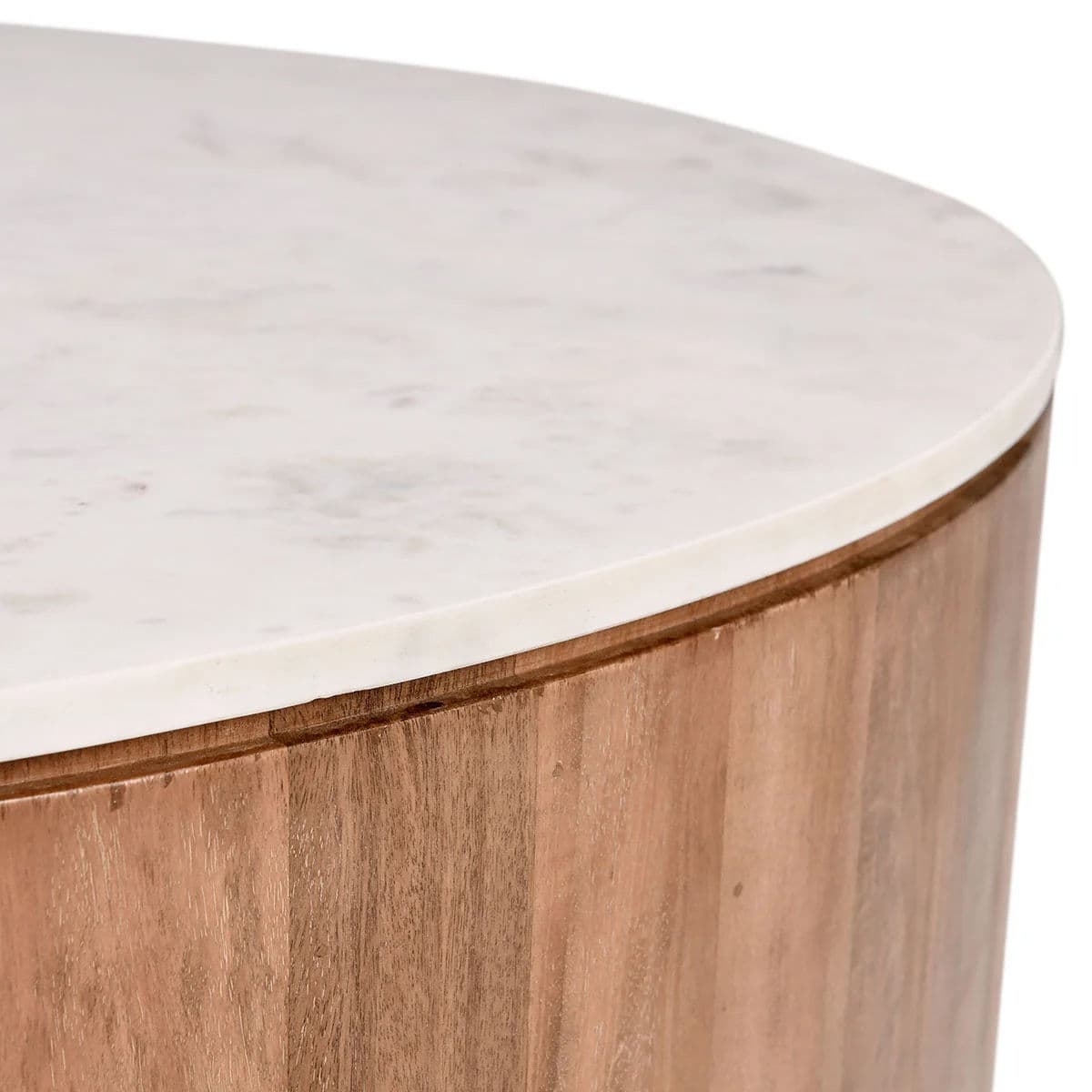 Sienna Round Wood & Marble Coffee Table - Thumbnail 3