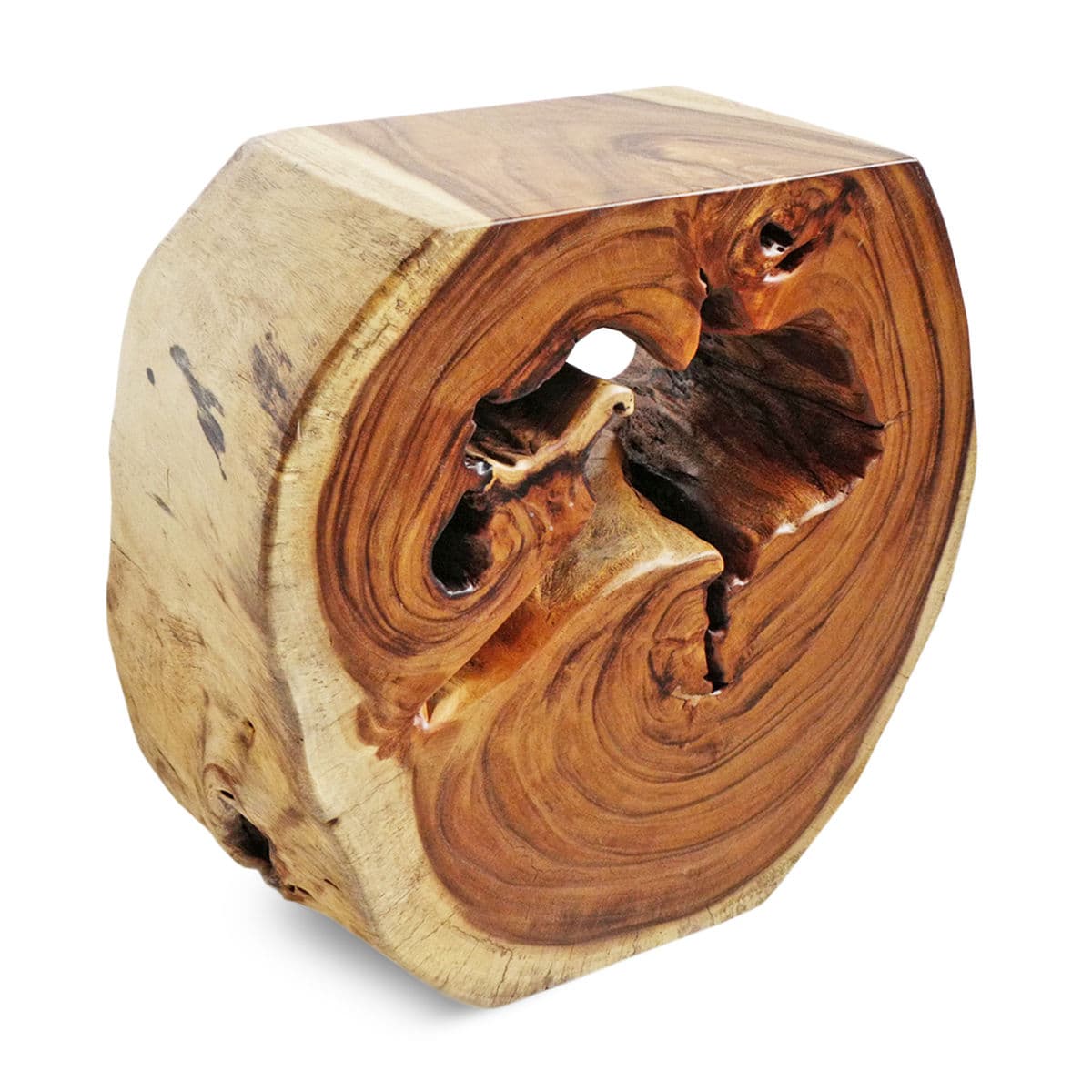 Organic Monkey Pod Hole Side Table - Thumbnail 3