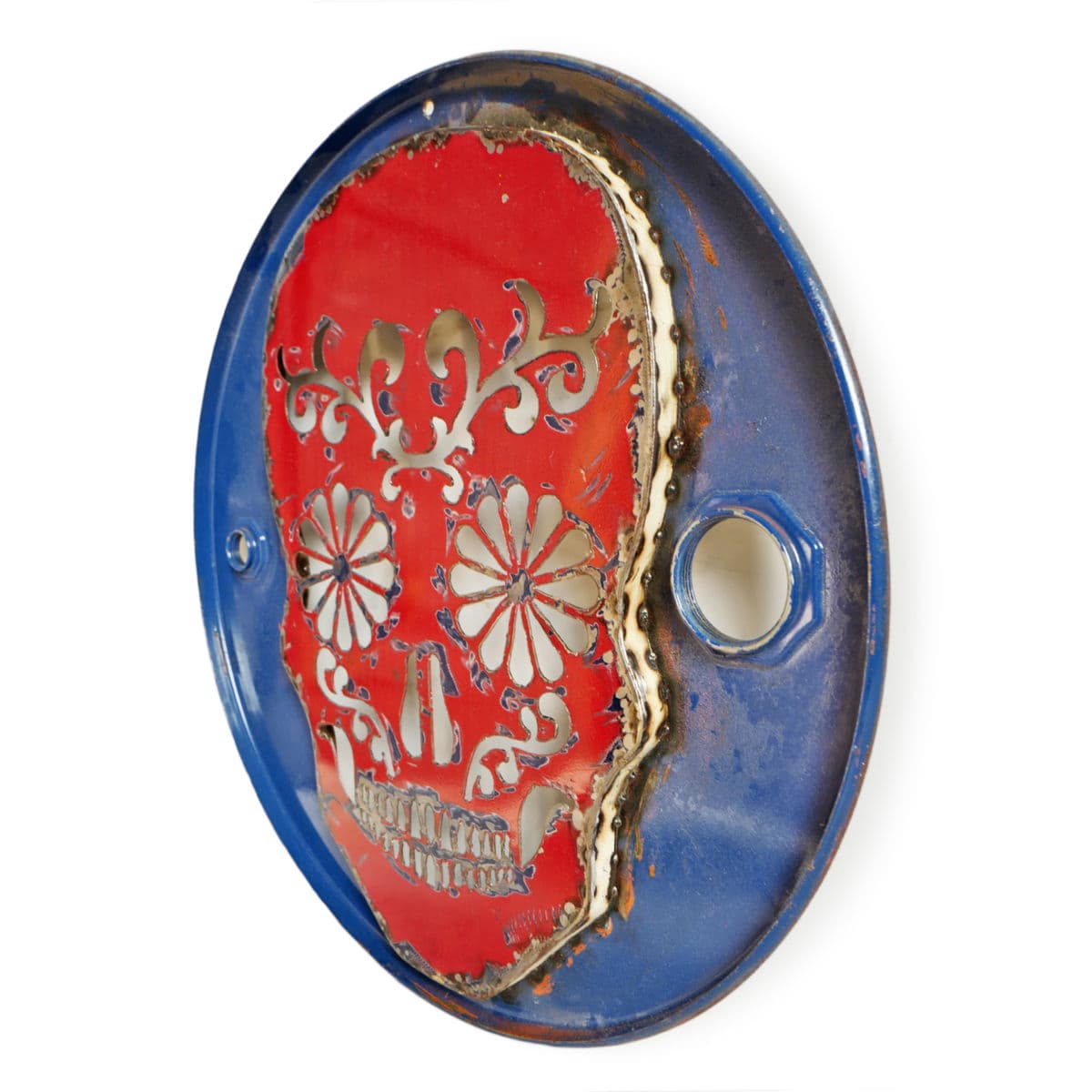 Industrial Pop Art Iron Skull Red & Blue - Thumbnail 3