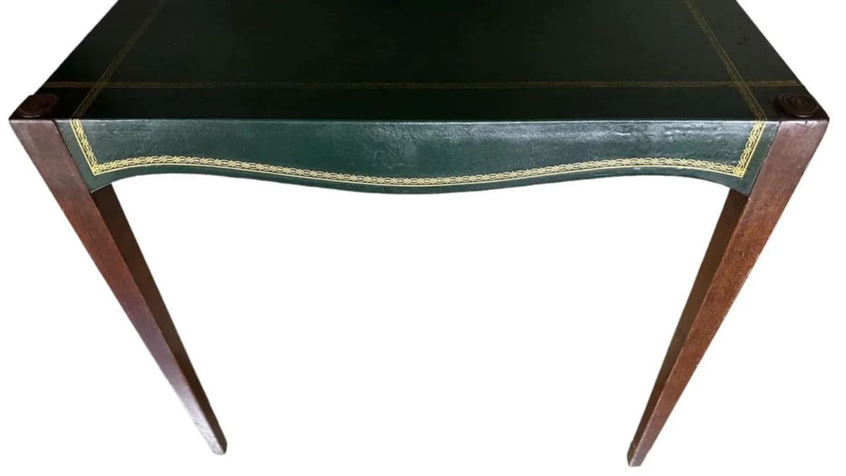 Barnard & Simonds Tooled Green Leather and Mahogany Game Table - Antique Circa 1920s - Thumbnail 3