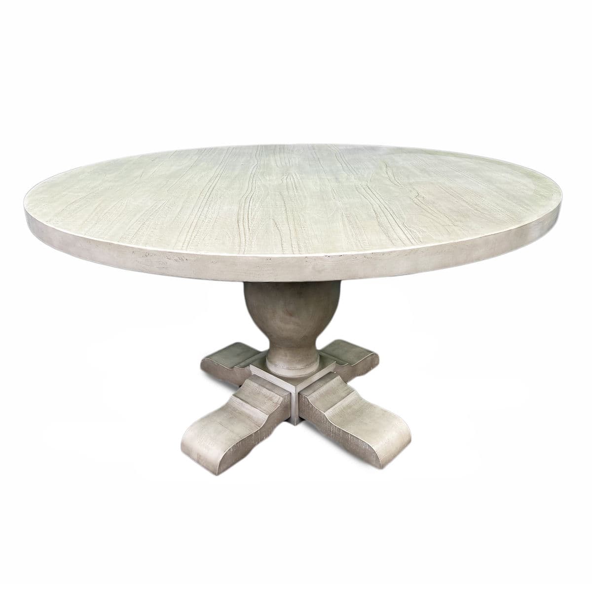 Round Beach Washed Salvage Pine Dining Table - Thumbnail 3