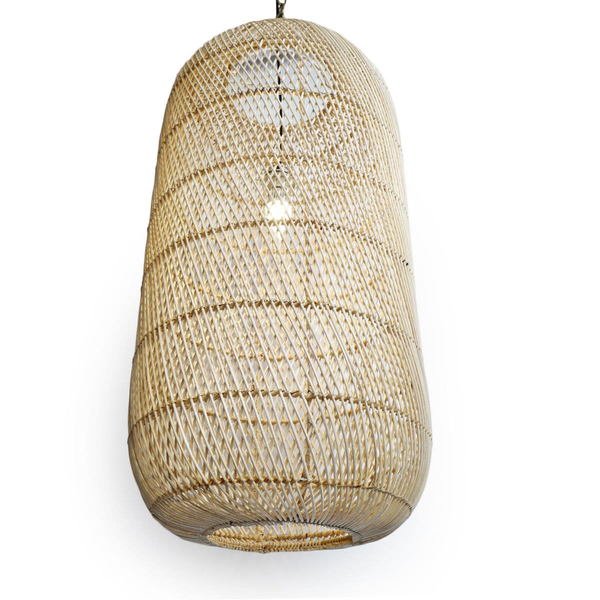 Raw Wicker Cylinder Lantern Large - Thumbnail 3