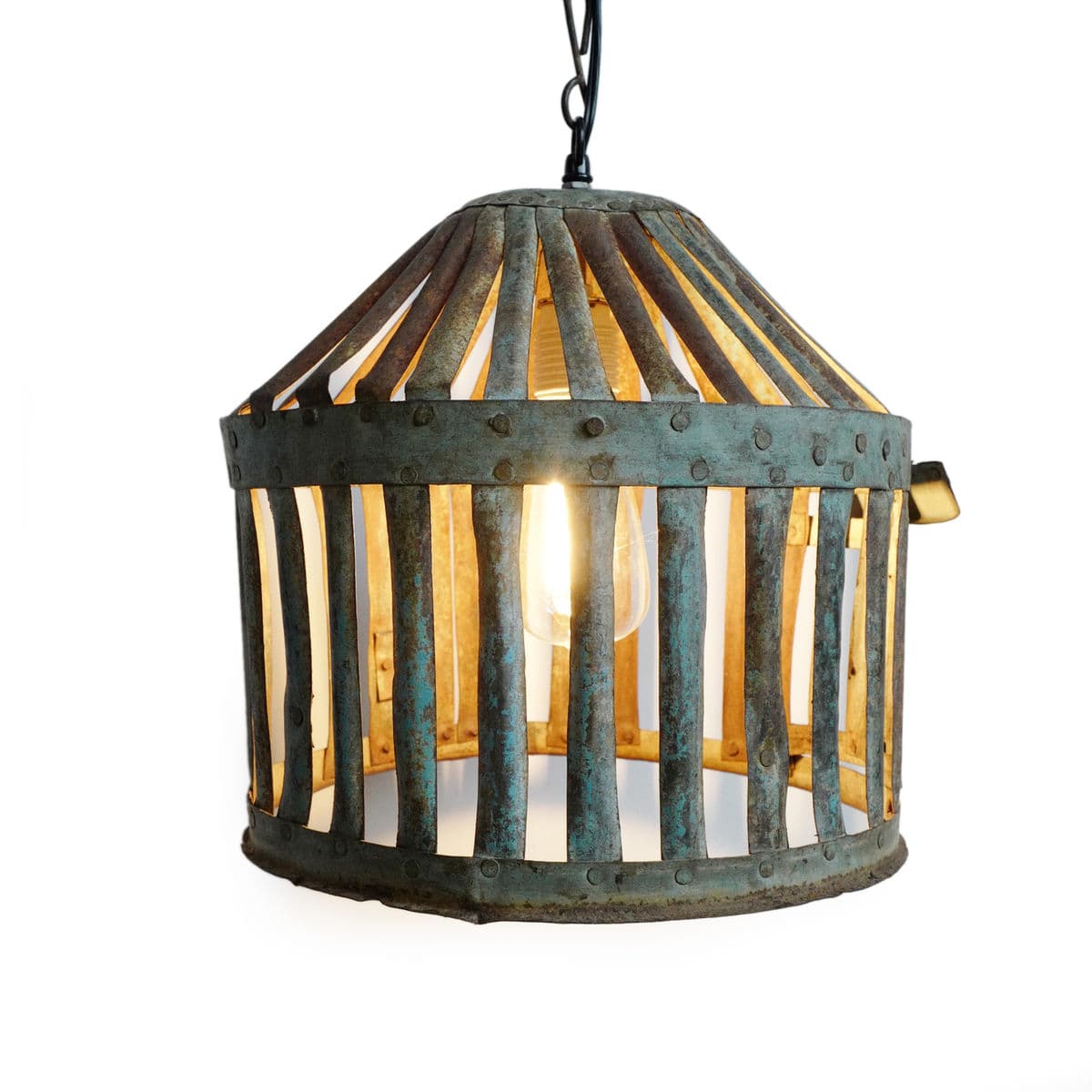Industrial Iron Basket Cage Lantern - Thumbnail 3
