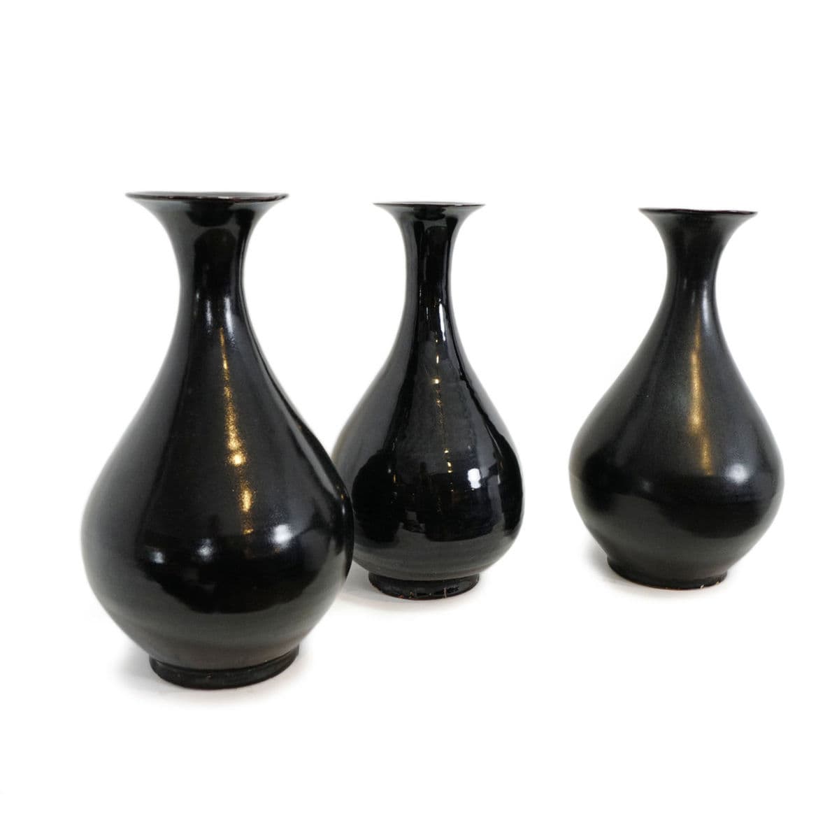 Vintage Style Black Ceramic Flute Vase - Thumbnail 3