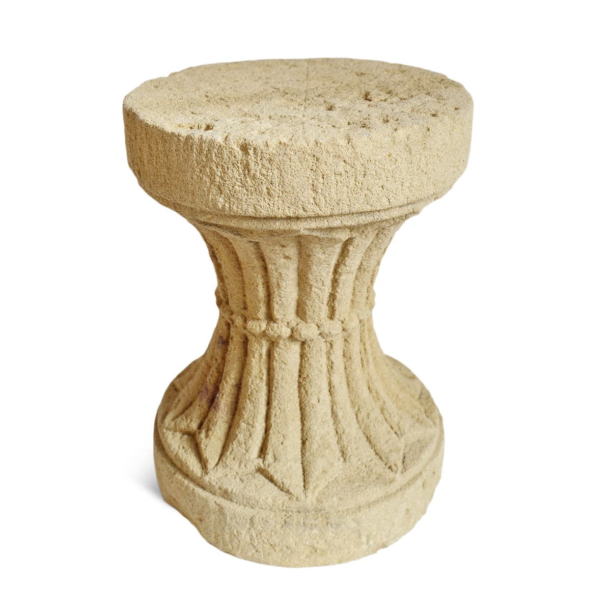 Vintage Chiseled Sandstone Small Pedestal - Thumbnail 3
