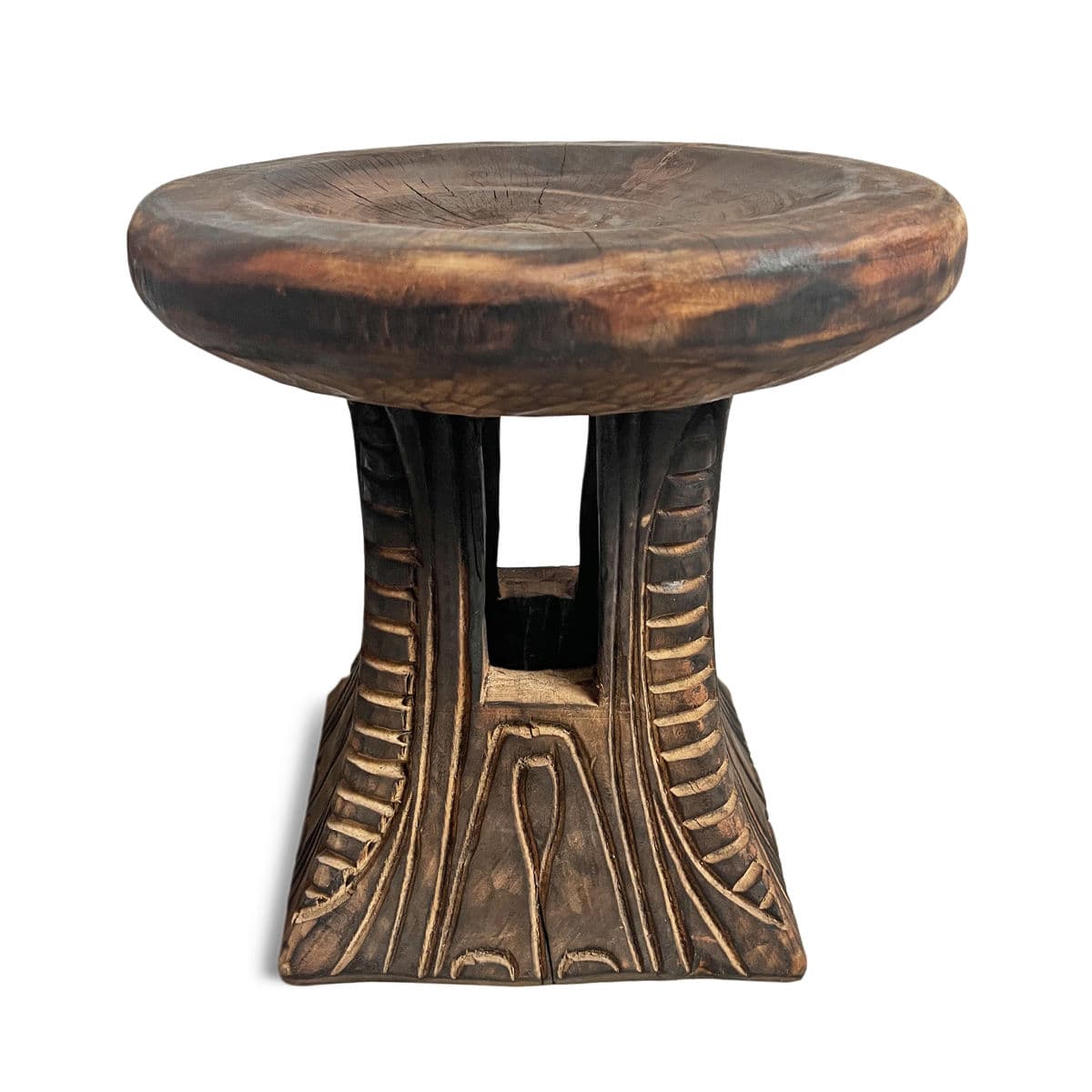 Bamileke Burn Pedestal Stool - Thumbnail 3