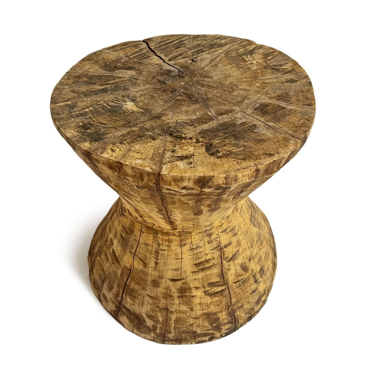 Wood Hourglass Stool Table - Thumbnail 3